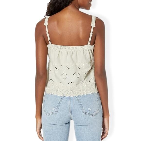 Guess Crop Tank Button Front Eyelet Lace Pattern Sleeveless Green Women's S NWT - Picture 5 of 11